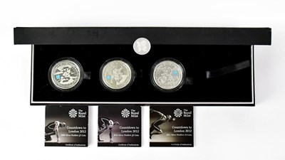 Lot 1005 - Three silver Piedfort £5 coins, 'Countdown to...