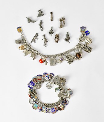 Lot 1060 - A hallmarked silver bracelet set with various...
