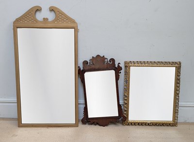 Lot 2034 - A gold painted wall mirror, 112 x 57.5cm, a...