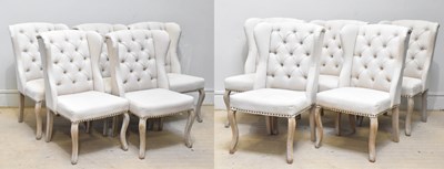 Lot 2036 - A set of ten modern button upholstered wing...