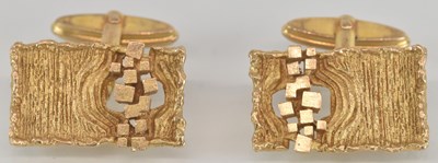 Lot 1259 - A contemporary pair of 9ct gold cufflinks of...
