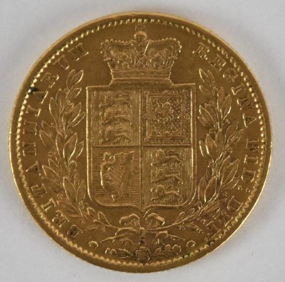 Lot 1395 - A Victoria 1872 full sovereign, young head,...