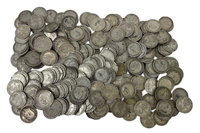 Lot 1448 - A quantity of silver pre-1920 threepence coins,...