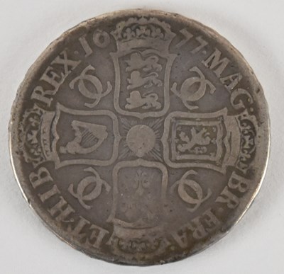 Lot 1447 - A Charles II 1677 silver crown, diameter...