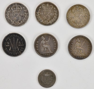 Lot 1431 - Seven silver coins, mostly 19th century and...