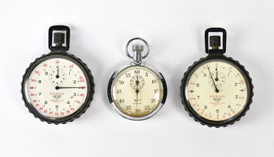 Lot 1144 - HEUER; two Rowing stopwatches, the dials set...