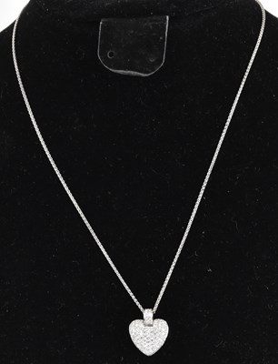 Lot 1200 - An 18ct white gold diamond chip heart shaped...