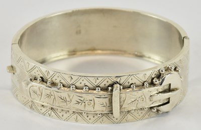 Lot 1347 - A Victorian hallmarked silver bangle, modelled...