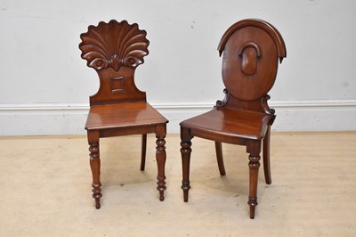 Lot 2175 - A Regency mahogany shell back hall chair and a...