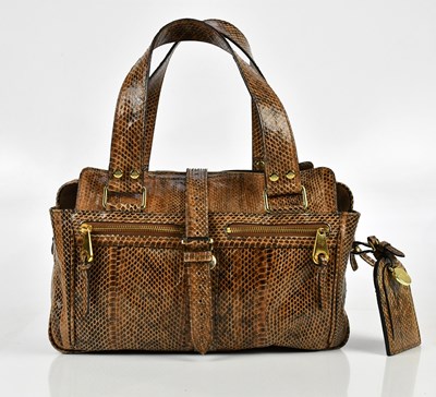 Lot 641 - MULBERRY; a brown snakeskin leather Mabel...