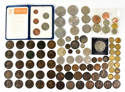 Lot 980 - A quantity of mainly UK pre-decimal coinage,...