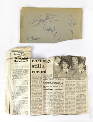 Lot 412 - THE BEATLES; a large scrap of paper bearing...