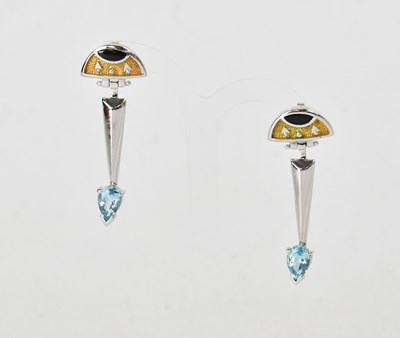 Lot 1098 - A pair of 925 silver Art Deco style geometric...