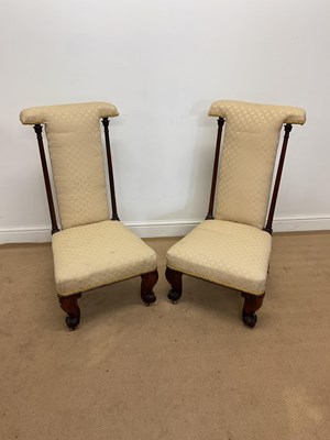 Lot 546 - A pair of Victorian prie deux chairs, back...