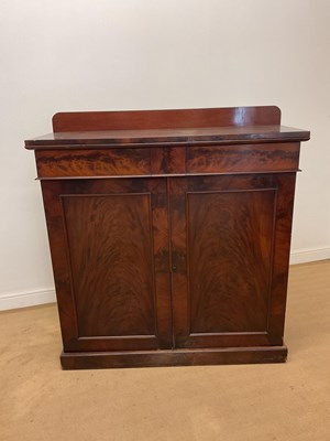 Lot 708 - A mahogany side cabinet, 131 x 122 x 45cm.
