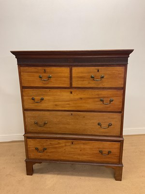 Lot 691 - A mahogany chest on stand, 142 x 114 x 52cm.