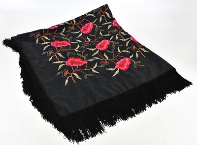 Lot 697 - HARRODS; a 100% wool grey hand embroidered...