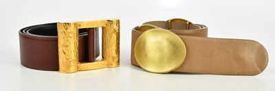 Lot 718 - PALOMA PICASSO; a dark tan leather belt with...