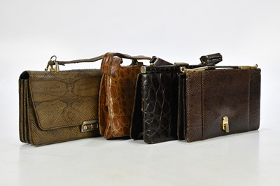 Lot 654 - Two mid 20th century snakeskin handbags, one...