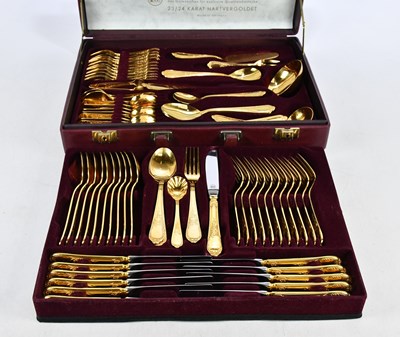 Lot 532 - SOLINGEN; a gold plated canteen of cutlery,...