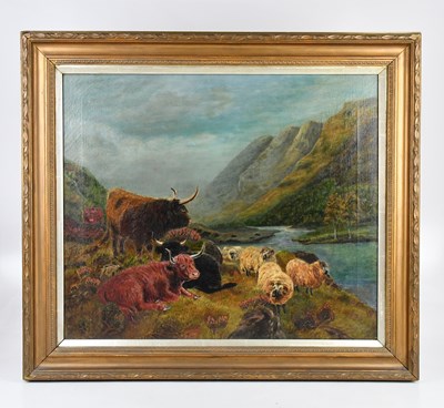 Lot 548 - UNATTRIBUTED; oil on canvas, Highland cattle...