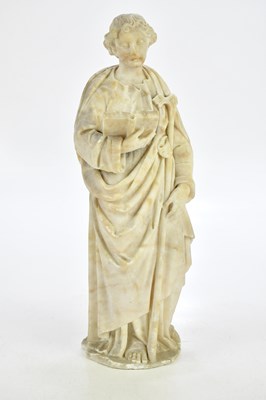 Lot 2388 - An alabaster statue of a saint, height 40cm.