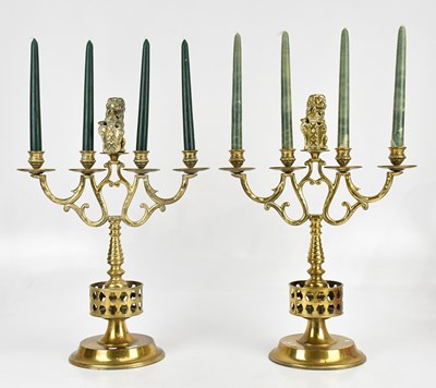 Lot 1374 - A pair of Victorian style four branch altar...