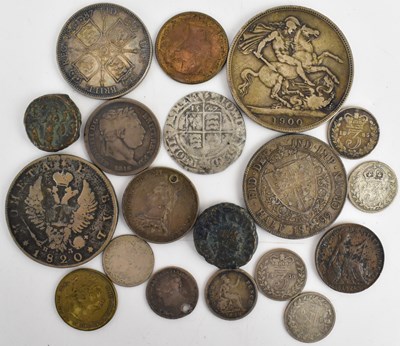 Lot 969 - Mixed silver and other coins to include a...
