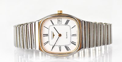Lot 1162 - LONGINES; a stainless steel wristwatch, the...