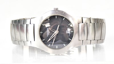 Lot 1163 - LONGINES; a stainless steel wristwatch, the...
