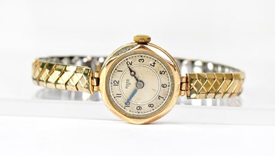 Lot 1172 - RONE; a 9ct yellow gold wristwatch, the dial...