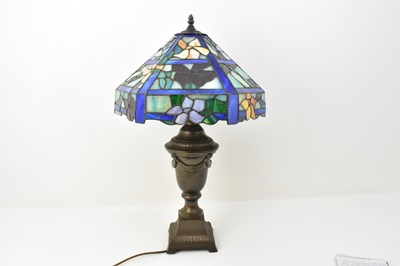 Lot 134 - A Tiffany style lampshade of octagonal pyramid...