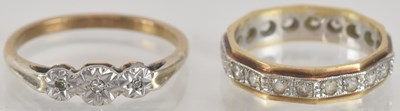 Lot 1307 - A 9ct gold illusion set diamond ring, with...