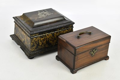 Lot 2300 - A Georgian three division tea caddy and a...