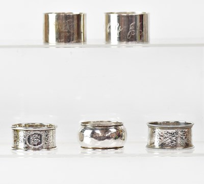 Lot 914 - Five Victorian and later hallmarked silver...