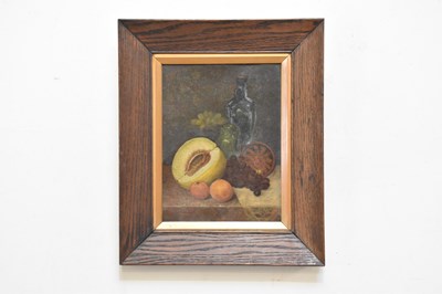 Lot 1929 - J MUNDAY; oil on board, still life of fruit...