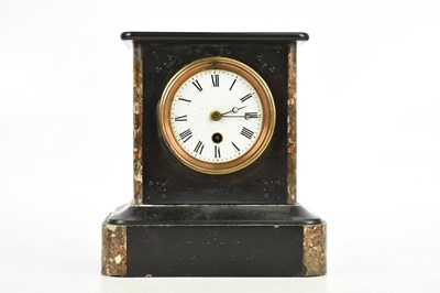 Lot 2262 - A Victorian slate mantel clock, with white...