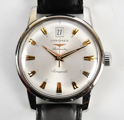 Lot 566 - LONGINES; a gentleman's stainless steel...