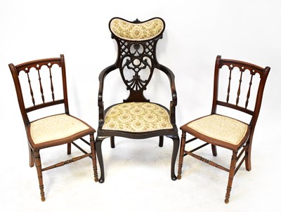 Lot 39 - Two Edwardian spindle-back bedroom chairs and...