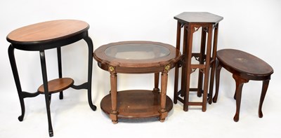 Lot 78 - Three centre tables, one with oval top, string...