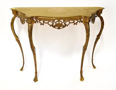 Lot 80 - A gold painted metal console table in the...