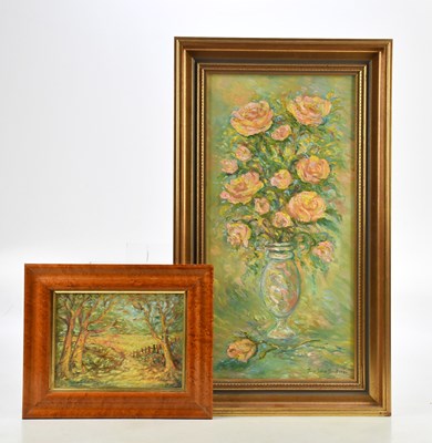 Lot 1862 - JANICE SYLVIA BROCK; oil on canvas, still life...