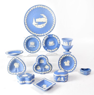 Lot 223 - WEDGWOOD; a quantity of blue jasperware, to...