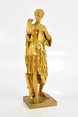 Lot 1400 - AFTER PRAXITELES, an ormolu sculpture of Diana...