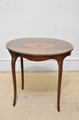 Lot 2136 - A late George III inlaid mahogany oval...