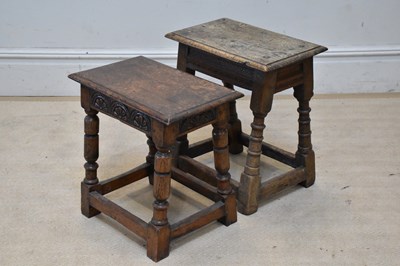 Lot 2055 - A 17th century style oak joint stool, with...