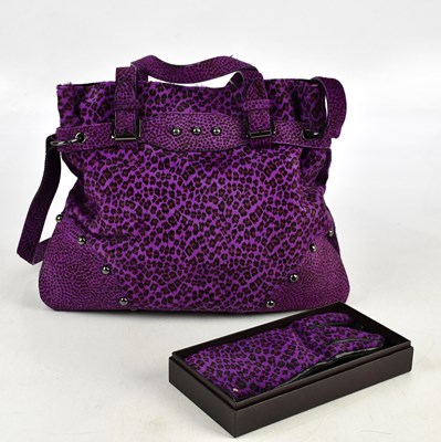 Lot 633 - MULBERRY; a purple pony hair leopard print...