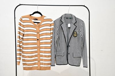 Lot 735 - MULBERRY; a wool mix tan and cream striped...
