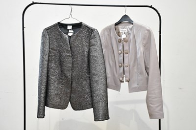 Lot 777 - ARMANI COLLEZIONI; a short gunmetal tweed...