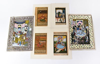 Lot 690 - Eight 20th century Indian Mughul miniatures,...